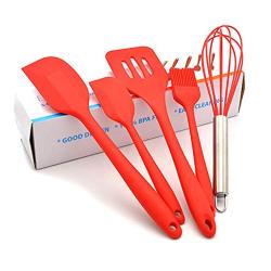 Silicone Kitchenware Baking Tool Set 5 Piece Set Red Silicone Scraper Egg Beater Shovel Silicone Brush Tool Silicone Kitchenware