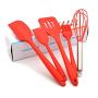Silicone Kitchenware Baking Tool Set 5 Piece Set Red Silicone Scraper Egg Beater Shovel Silicone Brush Tool Silicone Kitchenware