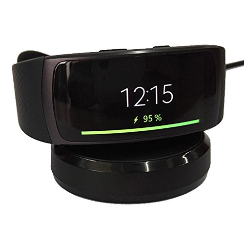 Kissmart Replacement Gear Fit 2 Charger, Charging Dock Cradle for Samsung Gear Fit 2 SM-R360 Smart Watch (Black) (Black)