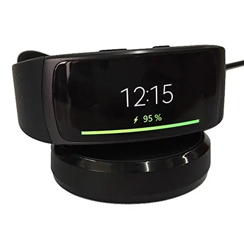 Kissmart Replacement Gear Fit 2 Charger, Charging Dock Cradle for Samsung Gear Fit 2 SM-R360 Smart Watch (Black) (Black)