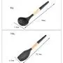 Silicone Kitchenware Set Of 9 Cooking Shovel Spoon Set Wood Plus Silicone Handle Colander Shovel Spaghetti Spoon Set
