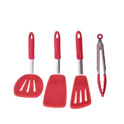 Antennababy Kitchenware Four-Piece Non-Stick Pan Spatula Silicone Shovel High Temperature Pizza Shovel Home Kitchen Silicone Shovel,Red