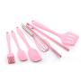 Silicone Cooking Utensil Set Pink 6 Piece Kitchenware Set for Nonstick Cookware - for Cooking, Baking, Frying, Grilling, Blending and Serving