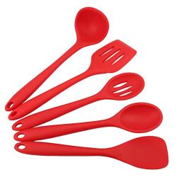 Jiyaru 5 pcs Nonstick Cookware Silicone Kitchen Utensils Heat Resistant Cooking Kitchenware Set
