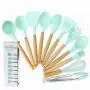 Hjyi Silicone Kitchen tool silicone Rubber handle kitchenware 11 piece set non-stick spatula spoon tool set soup hedge spoon cooking