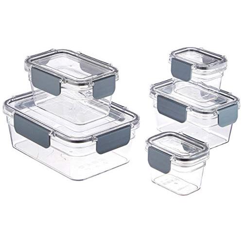 AmazonBasics Tritan 10 Piece Locking Food Storage Container - Clear