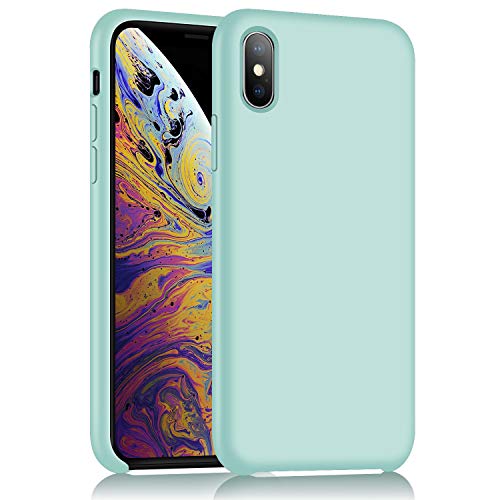 iPhone X Silicone Case, XSHNUO Liquid Silicone Gel Rubber Ultra Thin Case with Soft Microfiber Cloth Lining Cushion for Apple iPhone X (2017) 5.8 inch (Mint)