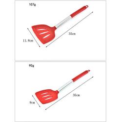 JunbosiKitchenware Silicone Kitchenware 4 Piece Set Non-Stick Pan Shovel Wide Head Stainless Steel Shovel Shovel Cooking Shovel Cooking Shovel Set,Red