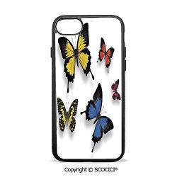 SCOCICI Non-Slip Drop Protection Smart Cell Phone Case Pattern of Various Colorful Butterflies and Moths Grace of Nature Wings Home Decor Decorative Compatible with iPhone 7