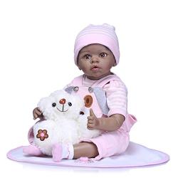 icradle Dolls 20 inch NPK Biracial Reborn Baby Doll African American Boy Girl Cute Realistic Baby Black Skin Kids Toys (Pink)