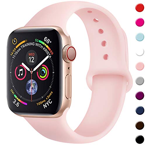 TIMTU Sport Band Compatible with Apple Watch Band 40mm 38mm 42mm 44mm, Soft Silicone Strap Replacement for Apple Watch Series 5 4 3 2 1 for Women/Men