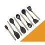 Kitchenware Utensils Set 9 Piece Premium Silicone Wooden handle Heat Resistant Non-Stick Cooking Professional Tools Black