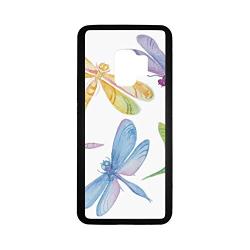 Dragonfly Rubber Phone Case,Colorful Watercolor Winged Bugs Children Kids Nursery Spring Themed Artsy Picture Decorative Compatible with Samsung Galaxy S9,One Size