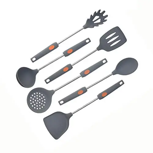 Silicone kitchenware set of 6 non-stick kitchen tools cooking silicone shovel spoon silicone kitchenware set （GRAY）