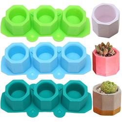 MeiMeiDa 3 Pack Mini Octagon Flower Pot Silicone Molds - Succulent Plant Planter Pot Mold Concrete Cement Plaster Molds, Silicone Ice Shot Glass Molds, DIY Craft Molds for Small Cactus or Seedlings