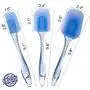 Silicone Spatula Set - 3 Piece Heat-Resistant Baking Spatulas - Professional Stir Fry Spatula - Easy to Clean - Dishwasher Safe - Pro-Grade Non-Stick Silicone Rubber Spatula Blue
