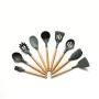 Gwjs Silicone Wooden Handle Kitchen Utensils, Non-stick Spatula Silicone Kitchenware Kitchen Gadgets Kitchen Utensils-nine-piece Set 32cm(12.6inch)