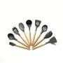 Gwjs Silicone Wooden Handle Kitchen Utensils, Non-stick Spatula Silicone Kitchenware Kitchen Gadgets Kitchen Utensils-nine-piece Set 32cm(12.6inch)
