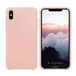 iPhone X Case Silicone, iPhone X Silicone Case, Xperg Slim Liquid Silicone Gel Rubber Shockproof Case Soft Microfiber Cloth Lining Cushion Compatible with iPhone X 5.8 inch (2017), Pink Sand