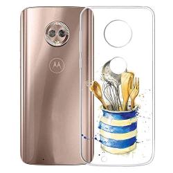 Moto G6 Case, Soft TPU Slim-Fit Flexible Ultra-Thin Clear Case, Full-Body Rugged Bumper Print Kitchenware Case for Moto G6, Transparent