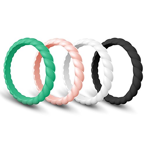 Egnaro Braided Silicone Wedding Ring for Women