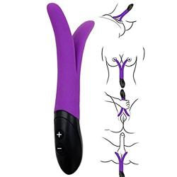 ON Sale Deal Purple Vibrators Electric Massager Multi-Speeds Silicone Dual Motors Body Massage USB Recharge Vibration Sex Toys (Purple)