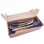 Hjyi Kitchen Cooking Wooden handle Silicone kitchenware non-stick pot high temperature cooking spoon shovel set kitchen tools (8-piece set)
