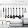 JunbosiKitchenware Stainless Steel Silicone Kitchenware 5 Set of 10 Handle Spatula Scraper Soup Colander Set,5pieceset