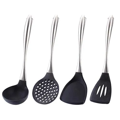 SKYyao Kitchen utensil set Stainless steel handle Silicone cookware set non-stick pan spatula spoon kitchenware supplies Silicone