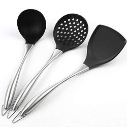 FAMILYA Silicone Kitchenware Non-stick Shovel Spoon Set Silicone Shovel Colander Spatula Shovel Non-stick Pot High Temperature Kitchen Set Silicone [4 Piece Set]