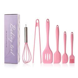 JunbosiKitchenware Non-Stick Pan Silicone Kitchenware Set of 6 Food Grade Silicone Food Clip Egg Beater Baking Set