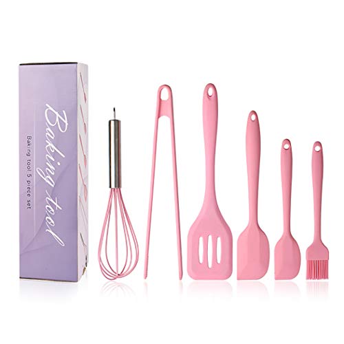 JunbosiKitchenware Non-Stick Pan Silicone Kitchenware Set of 6 Food Grade Silicone Food Clip Egg Beater Baking Set