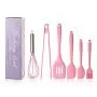JunbosiKitchenware Non-Stick Pan Silicone Kitchenware Set of 6 Food Grade Silicone Food Clip Egg Beater Baking Set
