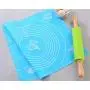 POKALI Extra Large Silicone Heat Resistant Nonskid Table Mat, Kitchen Food Grade Non-Stick Silicone Pastry,Mat Pizza Mat, Placement Mat, Dab Mat, Silicone Baking Mat (23.215.5, Bule/Green)-2pack
