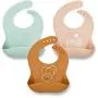 Simka Rose Silicone Bib - Waterproof Baby Bibs for Girls and Boys - Perfect for Babies and Toddlers - Easy to Clean Feeding Bibs - Set of 3 (Rust/Sand/Sage)