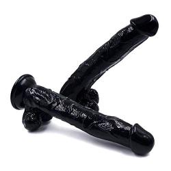 Taixiangshe 10.23" Long PVC Hands-Free Realistic Silicone Massager Adult Toys (Color: Black)