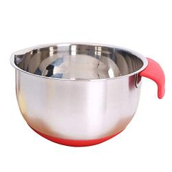 Stainless Steel Egg Bowl,Mixing Bowl with Handle for Baking Mixer Non-Slip Silicone Base Kitchenware Salad Bow Egg Beating Pan Tools Cooking (S)