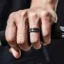 ThunderFit Mens Silicone Rings 7 Rings / 4 Rings / 1 Ring - Brushed Top Beveled Edges Rubber Wedding Bands 6.35mm Wide - 2mm Thick