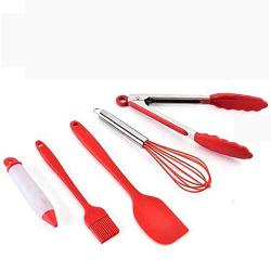 Hjyi Kitchen Cooking Silicone baking Set Silicone kitchenware non-stick pot high temperature silicone scraper cake tool (5-piece set)