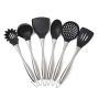 Jdeepued Silicone kitchenware 6pc Silicone Kitchen Utensil Set for Cooking and Baking in Black and Brushed Stainless Steel Black Silicone Kitchen Utensils (Color : Black, Size : 6 Piece Set)