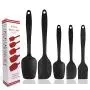 Jdeepued Silicone kitchenware 5 Piece Black Silicone Baking Set Durable Silicone Heat Resistant 446°F Seamless Non-Stick Kitchen Mixing Cooking Baking Utensils Black Silicone Kitchen Utensils
