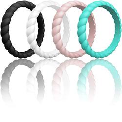 ThunderFit Womens Thin Swivel Rings, 10 Rings / 8 Rings / 4 Rings / 1 Ring - Stackable Silicone Wedding Rings - 2.5mm Wide - 2mm Thick