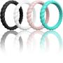 ThunderFit Womens Thin Swivel Rings, 10 Rings / 8 Rings / 4 Rings / 1 Ring - Stackable Silicone Wedding Rings - 2.5mm Wide - 2mm Thick