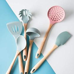 Kitchen Utensils,silicone Spatula Set Shovel Scoop Kit Silicone Kitchenware Wooden Handle Cooking Tool-blue C 30.5cm(12inch)