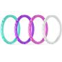 ThunderFit Thin and Stackable Silicone Rings, 8 Rings / 4 Rings / 1 Ring - Silicone Wedding Bands for Women - Diamond Pattern