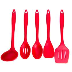 BUYITNOW 5 Pcs Non-stick Kitchenware Set Silicone Ladle Spatulas Slotted Spoon Turner Kitchen Baking Tool Cookware