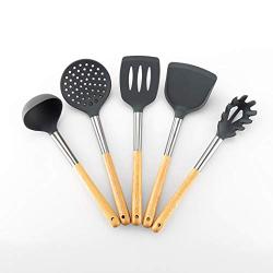 JunbosiKitchenware Kitchenware Set Food Grade Silicone Solid Wood Handle Kitchenware 6 Piece Set Non-Stick Cooking Spoon Shovel Set
