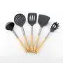 JunbosiKitchenware Kitchenware Set Food Grade Silicone Solid Wood Handle Kitchenware 6 Piece Set Non-Stick Cooking Spoon Shovel Set