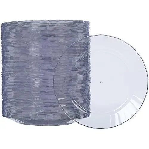 AmazonBasics Disposable Clear Plastic Plates, 100-Pack, 7.5-inch