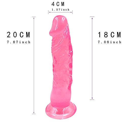 Whtao 7.87 inch Realistic Massager Toys Lifelike Silicone-D?ld? with Suction Cup for Women Whtao (Color : Pink)